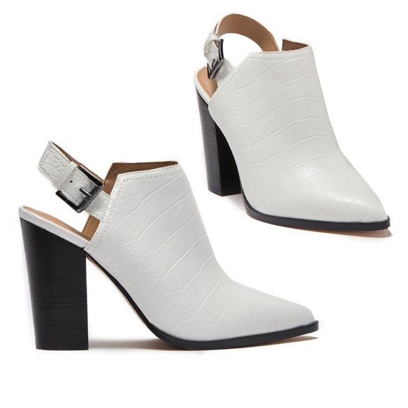 14th & Union Shoes - NEW 14th & Union Beck Pointy Toe Mule White Croc 6